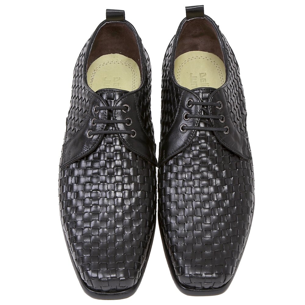 Delicious Junction Mod 60's Retro Lace Up Real Basket Weave Shoe Black